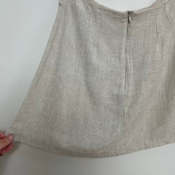 Altar’d State Linen Button Front High Waist Mini Skirt in Natural Oat L - Picture 6 of 9